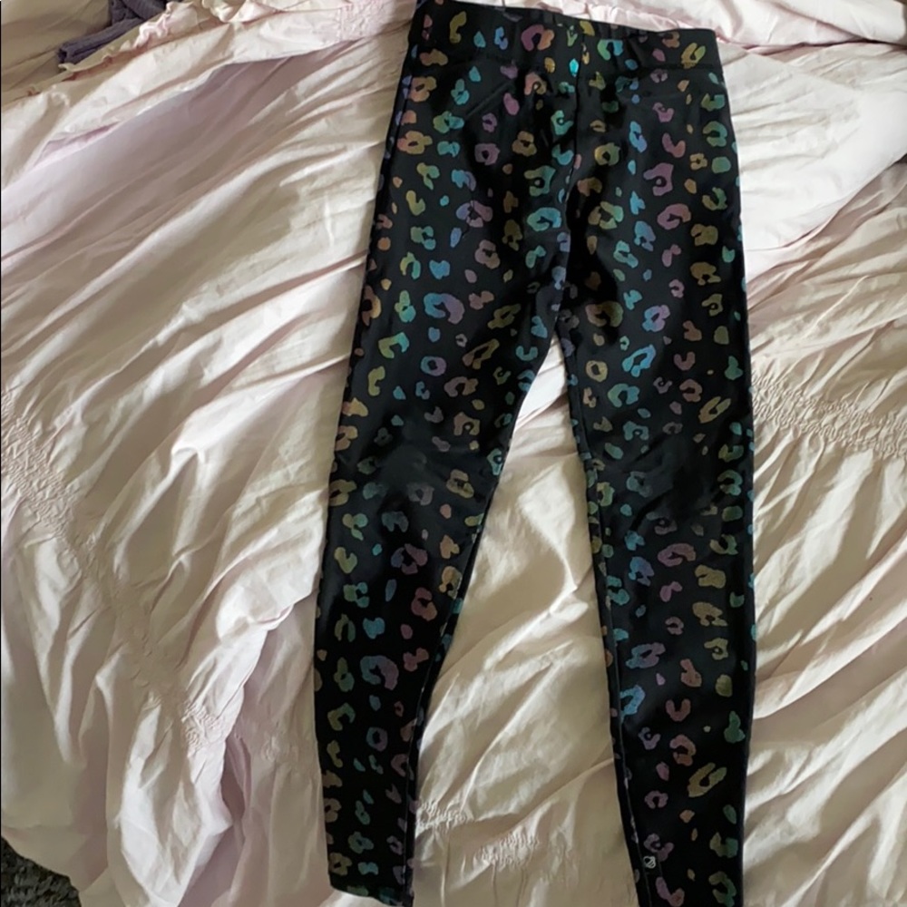 Terez black and rainbow cheetah leggings